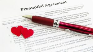 prenup agreement with heart icons