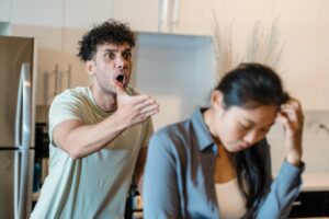 couple fighting due to trouble in their marriage